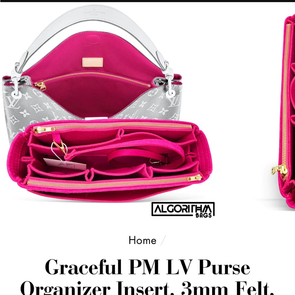 Graceful PM LV Purse Organizer Insert, 3mm Felt, Pivoine Fuchsia